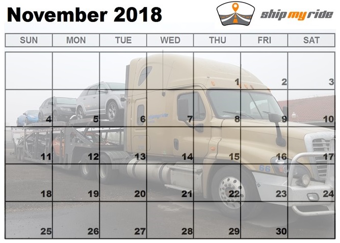 November Car Shipping